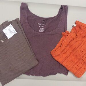 American Eagle Bundle of Tops XS/S Brown, Orange and Plum